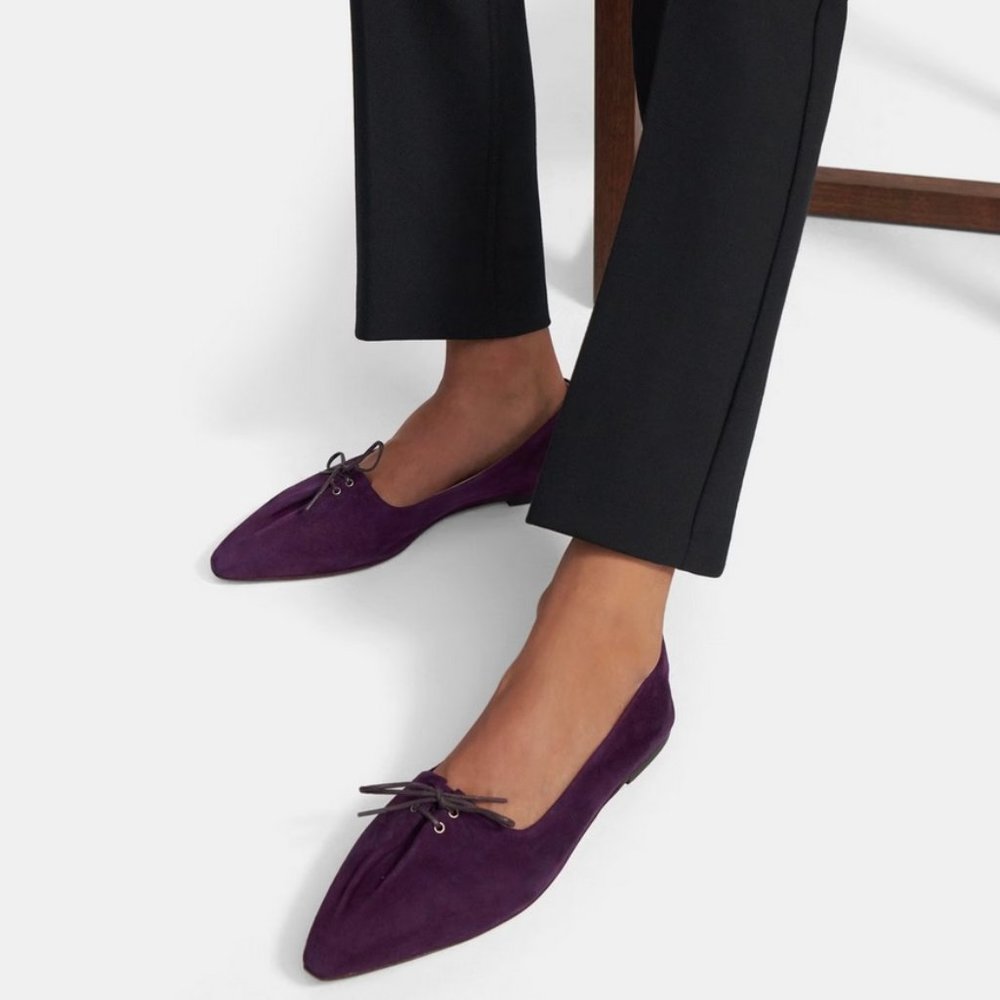 NWOB Theory Pleated Ballet Suede Flats